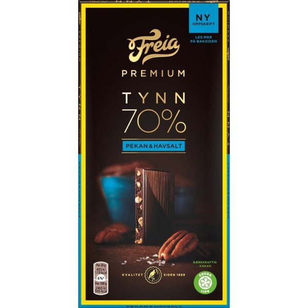 Exp.date sale | Freia 70% Premium dark chocolate pecan & seasalt 100 grams