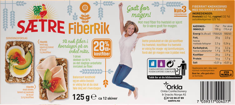 Sætre Fiberrik crispbread sunflowerseeds (Fiberrik Solsikke) 125g