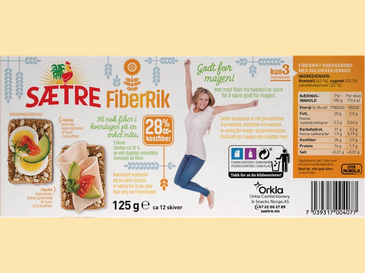 Sætre Fiberrik crispbread sunflowerseeds (Fiberrik Solsikke) 125g
