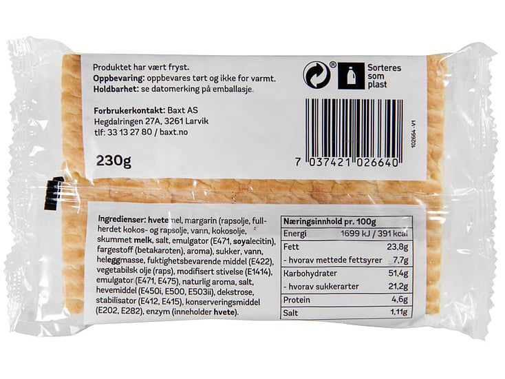 Vestlandslefsa Lefsegodt pastry w/buttercream 230 gram (2-pack)