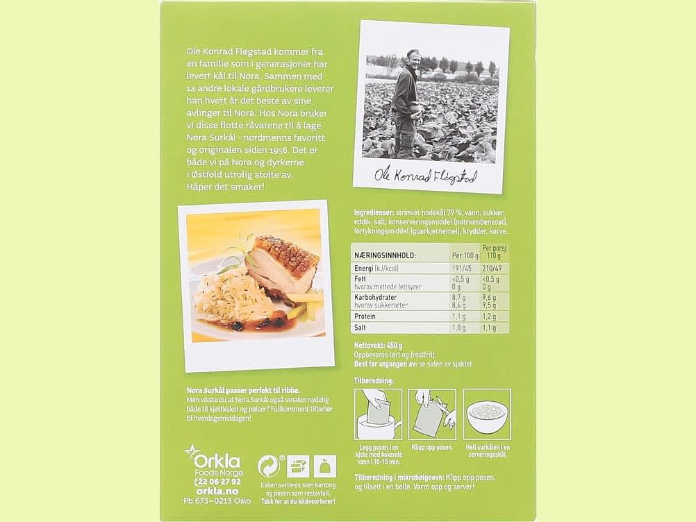 Nora Sauerkraut 450 gram (Surkål)