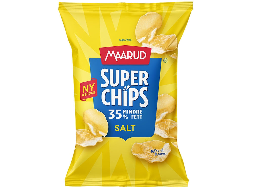 Maarud Superchips potatochips salt 130 gram