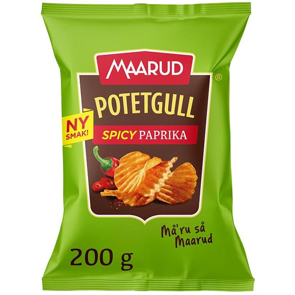 Maarud potatochips Spicy paprika 200 gram (Potetgull)