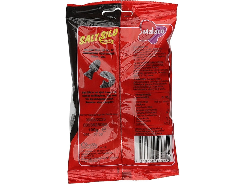 Malaco Salt sild liquorice 100 grams