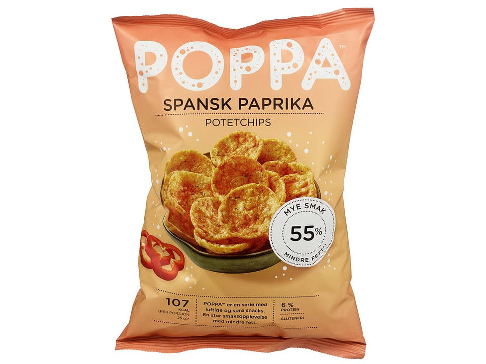 Sørlandschips Poppa snacks paprika (low-fat) 75 grams