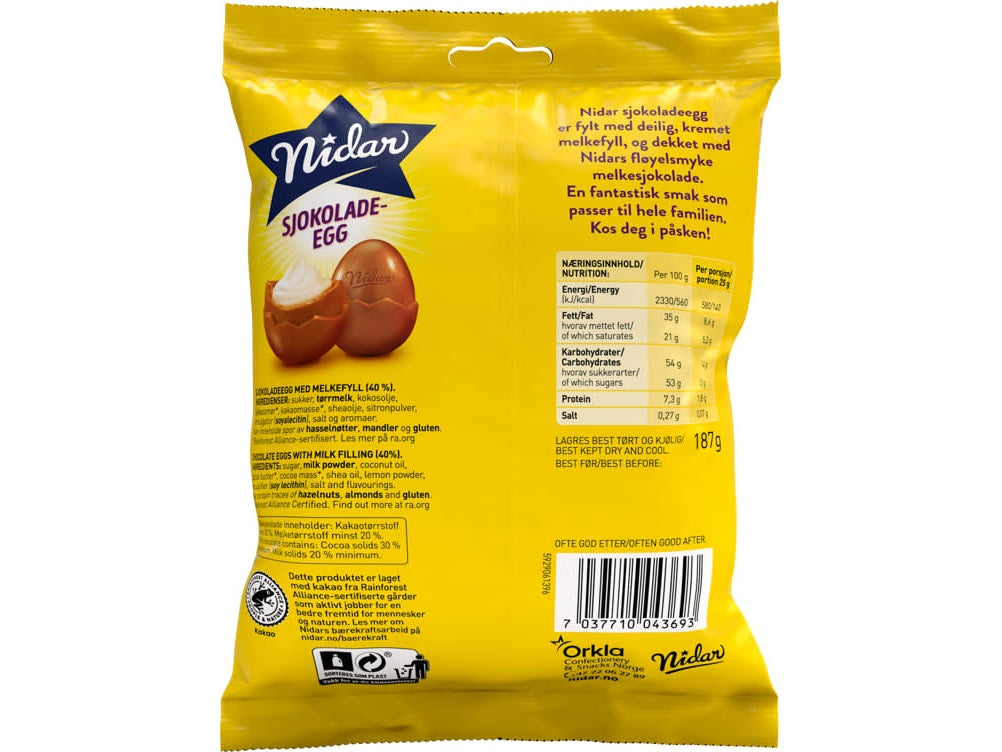 Nidar Easter Chocolate Eggs (Sjokolade egg) 187 grams