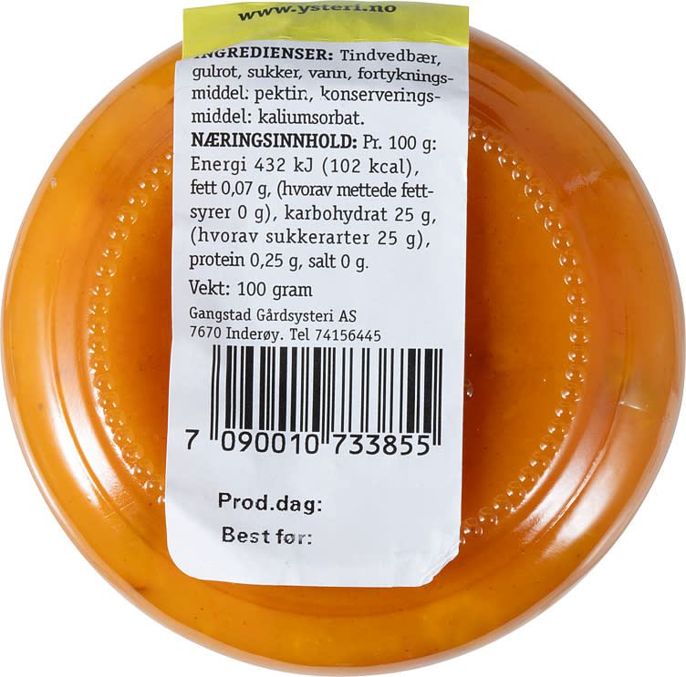 Gangstad Buckthorn marmelade 100 gram (Tindvedbær marmelade)