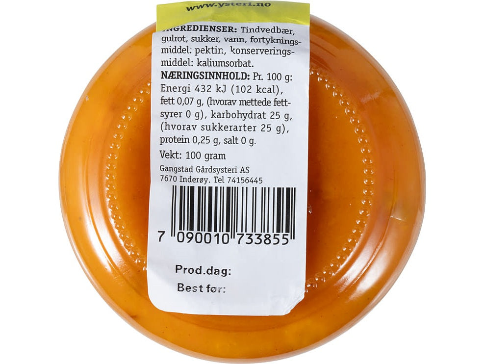 Gangstad Buckthorn marmelade 100 gram (Tindvedbær marmelade)