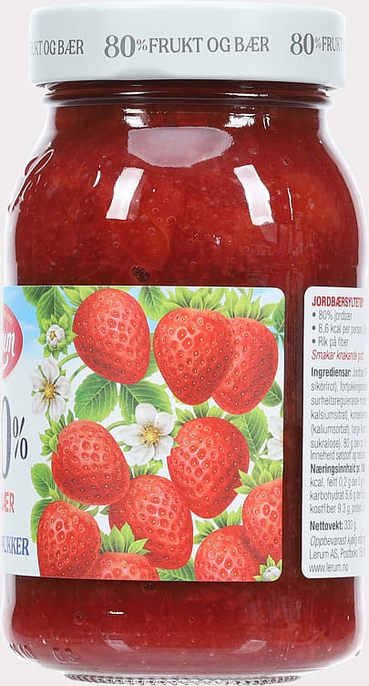 Lerum Strawberry Jam (Jordbær syltetøy uten tilsatt sukker) 330gr