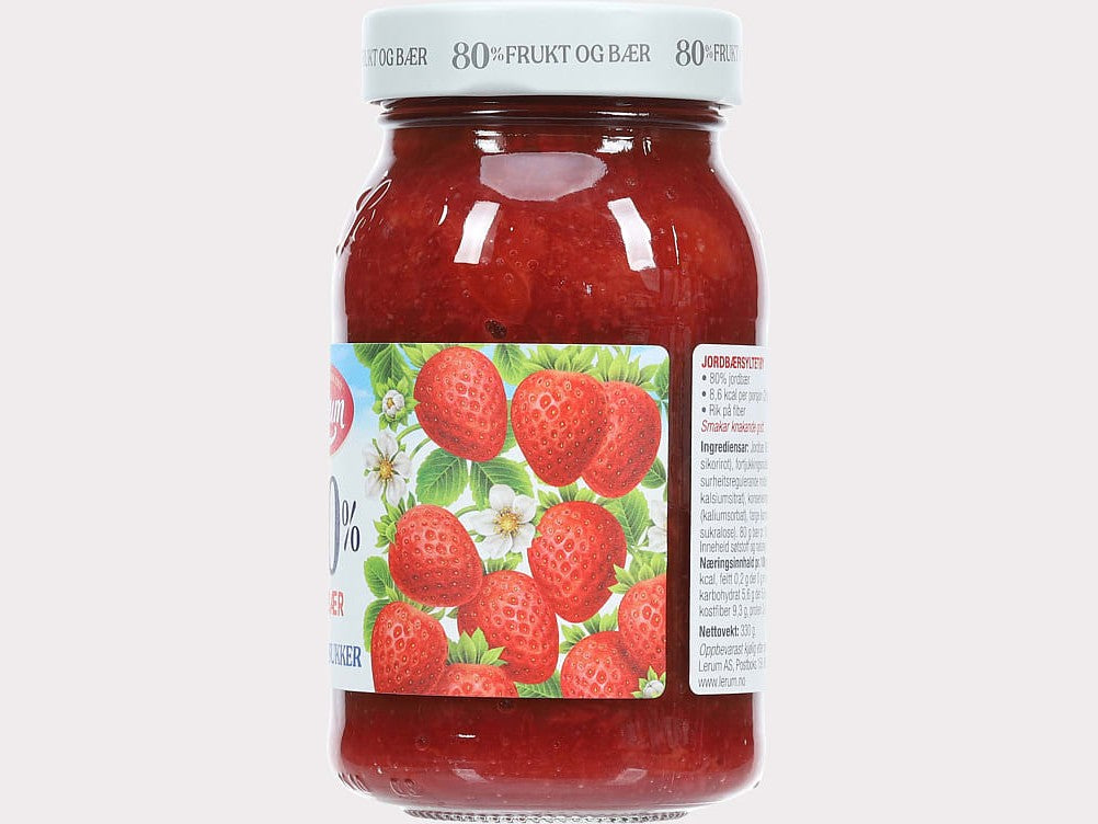 Lerum Strawberry Jam (Jordbær syltetøy uten tilsatt sukker) 330gr