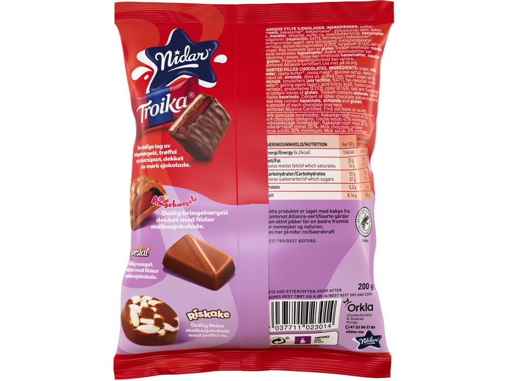 Nidar favourites Troika mixed candy 200 gram (Favoritter Troika)