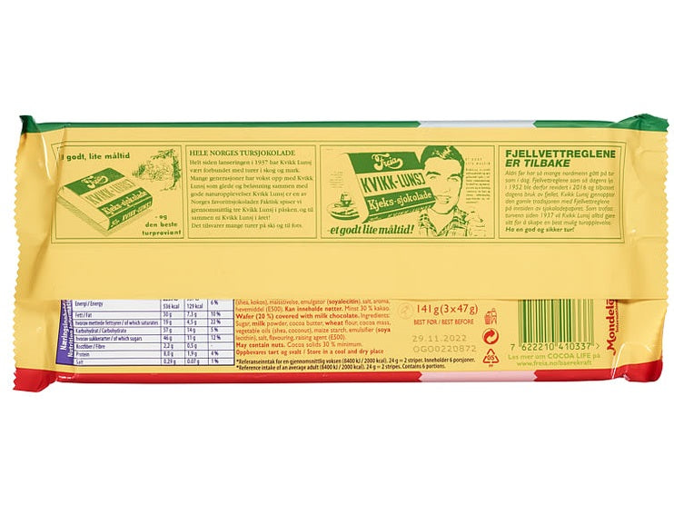 Kvikk Lunsj bisquit and chocolate 3 x 47 gram