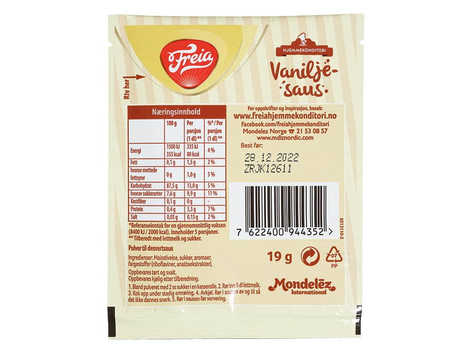 Freia Vanilla sauce mix (til koking) 19 grams