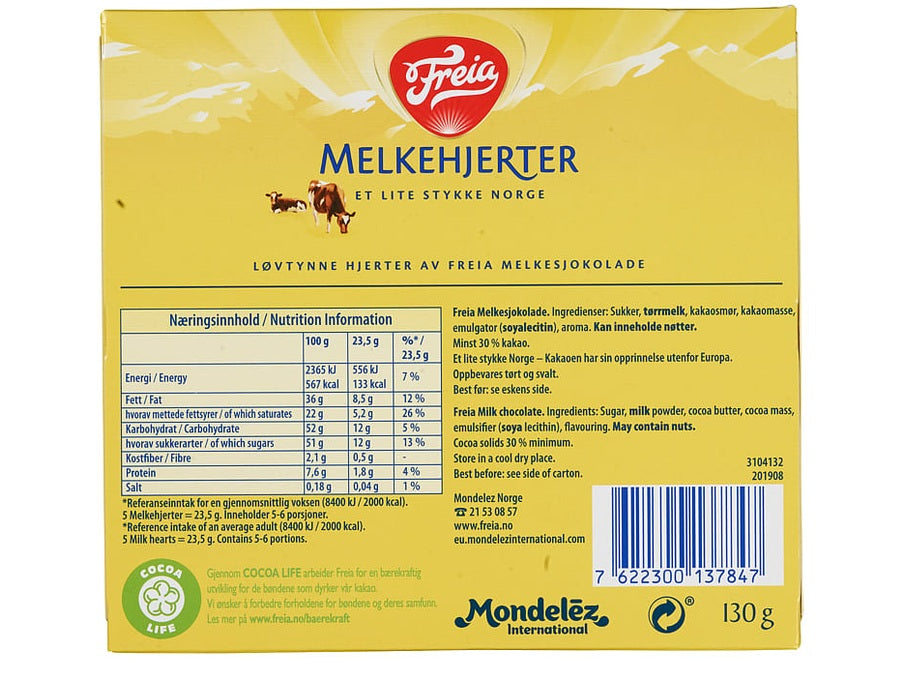 Freia Milkhearts milk chocolate hearts 130 grams (Melkehjerter)