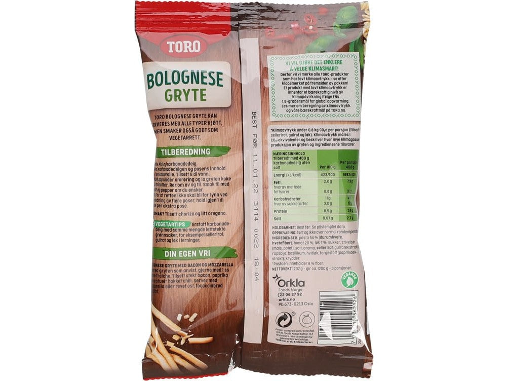 Toro Bolognese Stew (Bolognese gryte) 207 grams