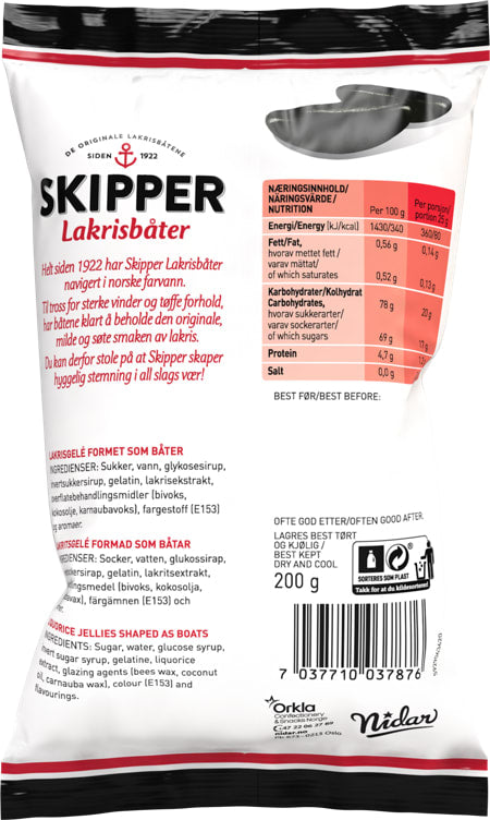 Nidar Skipper liquorice boats 200 grams (Lakrisbåter)