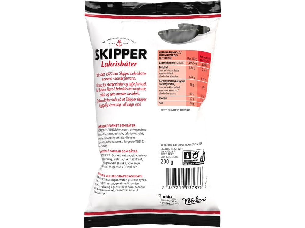 Nidar Skipper liquorice boats 200 grams (Lakrisbåter)
