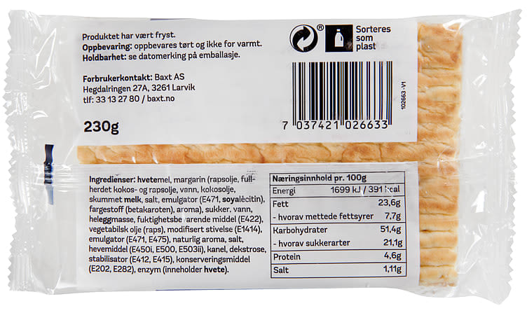 Vestlandslefsa tykklefse cinnamon pastry 230 gram (2-pack) Lefsegodt