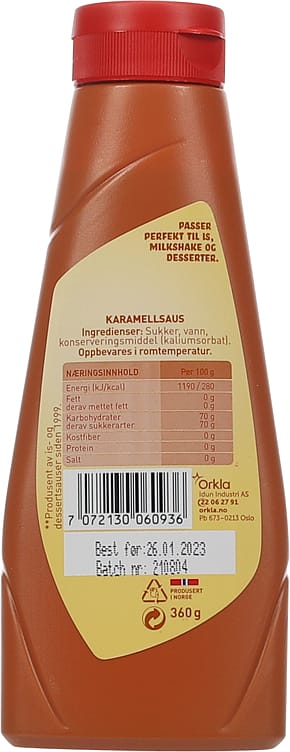 Idun Caramel Topping (karamellsaus) 360 grams