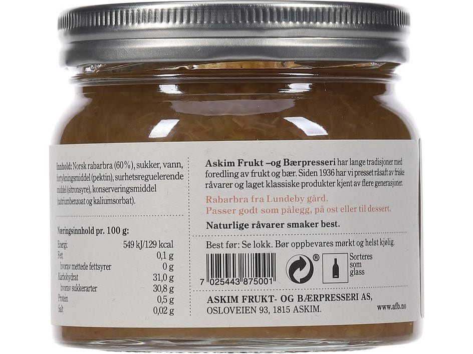 Askim Rhubarb marmalade 370 ml (Rabarbra marmelade)