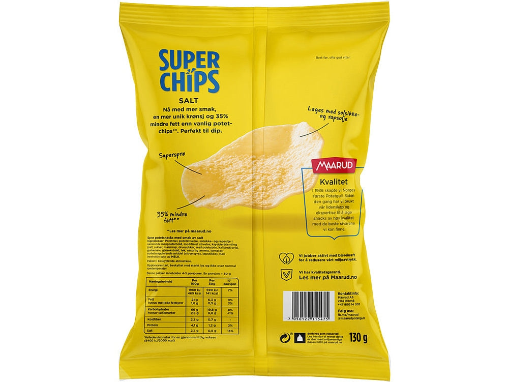 Maarud Superchips potatochips salt 130 gram