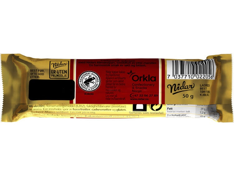 Nidar Gullbrød chocolate covered marzipan 50 gram