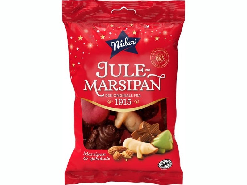 Nidar Christmas marzipan & milk chocolate 130 / 193 grams (Jule marsipan)