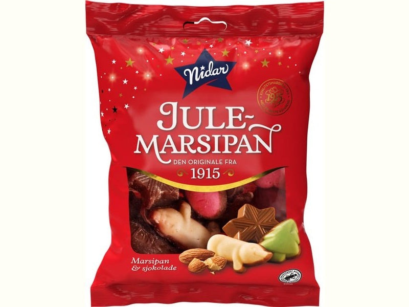 Nidar Christmas marzipan & milk chocolate 130 / 193 grams (Jule marsipan)