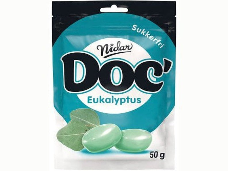 Nidar Doc' Halslinser Eukalyptus Sugar free (50 grams) Norwegian Foodstore