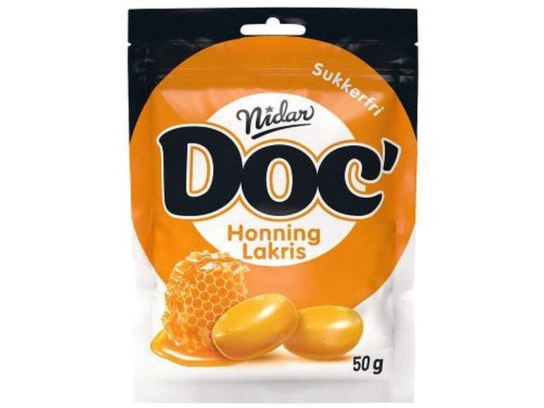 Nidar Doc' Halslinser Honney and Licorice (50 grams) Norwegian Foodstore