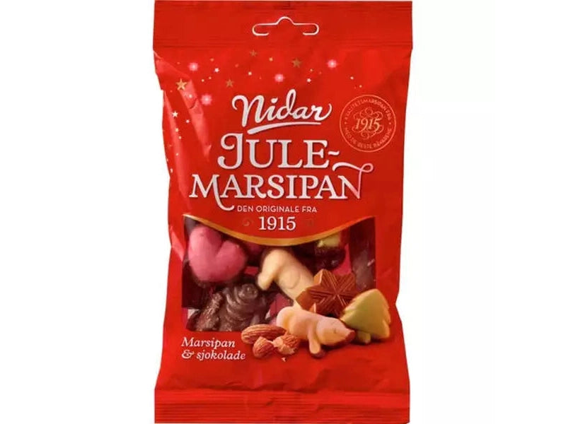Nidar Christmas marzipan & milk chocolate 130 / 193 grams (Jule marsipan) Norwegian Foodstore