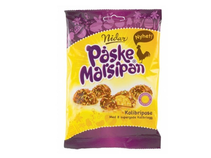 Nidar Marzipan eggs with Sprinkles (Kolibriegg) 168 grams Norwegian Foodstore