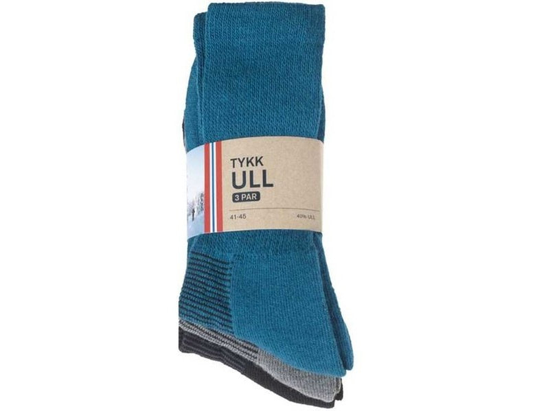 Wool Sock Adult  40 % wool 3 pack Norwegian Foodstore