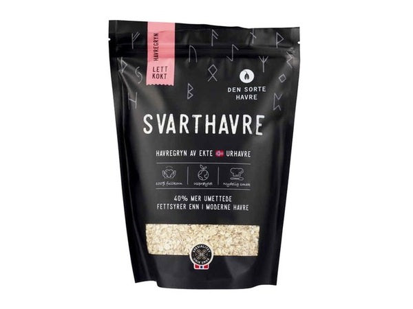 Den Sorte Havre Black Rolled Oats 500 grams (Svarthavre) Norwegian Foodstore