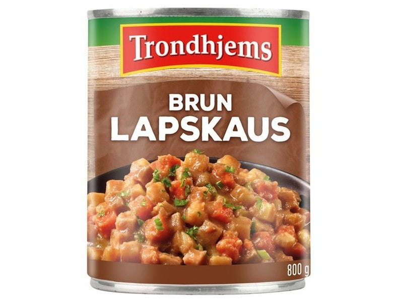 Trondhjems Lapskaus Brown canned dinner 800 grams (Brun Lapskaus) Norwegian Foodstore
