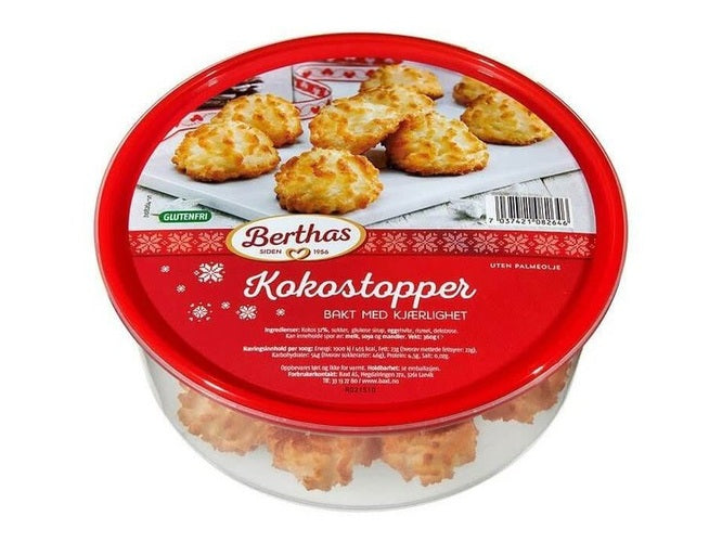 Berthas Coconut Cookie 350 grams (Kokostopper) Gluten free Norwegian Foodstore
