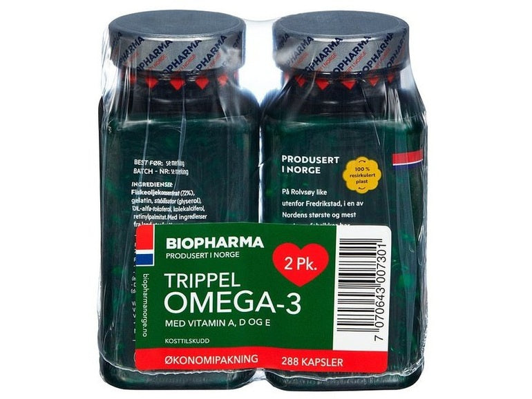 Biopharma Tripple Omega-3 - 144 capsules Norwegian Foodstore