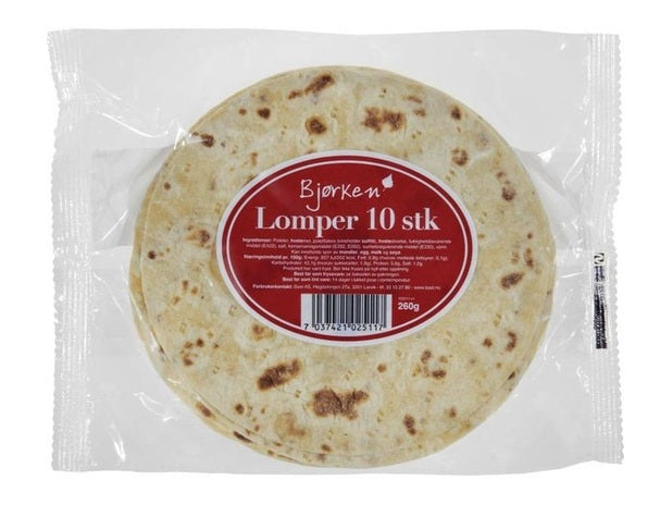 Bjørken Lomper 10 pack 260 grams Norwegian Foodstore