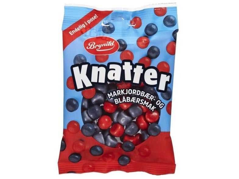 Brynild Knatter Blueberry and Wild strawberries 80 gram (markjordbær og blåbær) Norwegian Foodstore