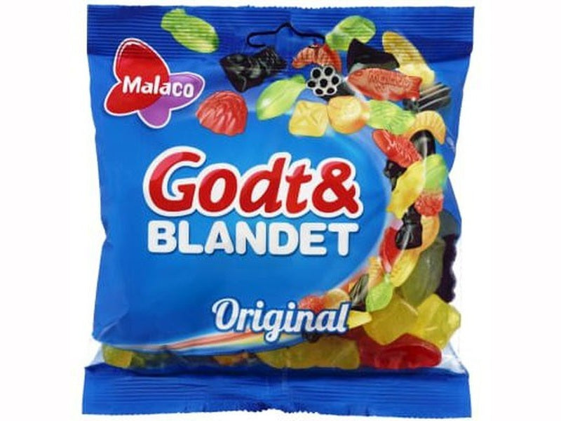 Malaco Godt & Blandet mixed gummies Original 220 grams Norwegian Foodstore