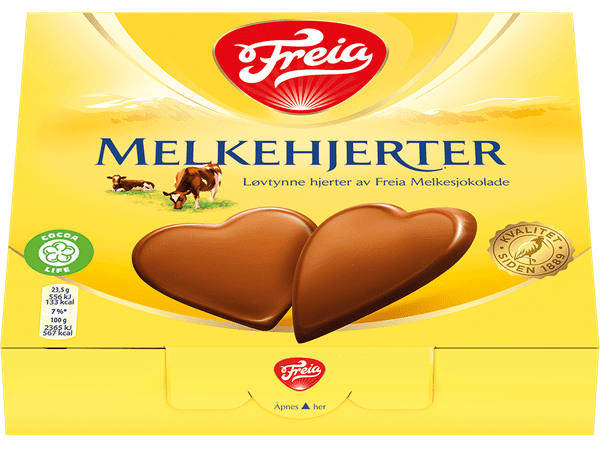 Freia Milkhearts milk chocolate hearts 130 grams (Melkehjerter) Norwegian Foodstore