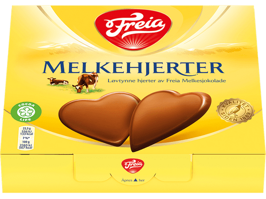 Freia Milkhearts milk chocolate hearts 130 grams (Melkehjerter) Norwegian Foodstore