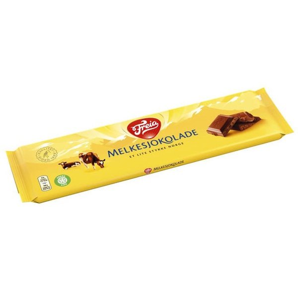 Melkesjokolade: Norwegian Milk Chocolate bar from Freia 200 grs. Made since  1920