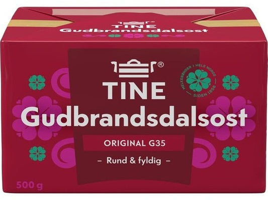 Tine Brown cheese 500 gram (Brunost – Gudbrandsdalsost G35) Norwegian Foodstore