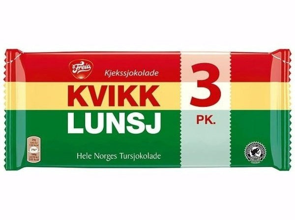 Kvikk Lunsj bisquit and chocolate 3 x 47 gram Norwegian Foodstore