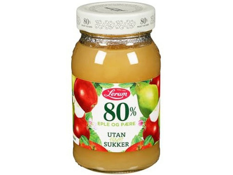 Lerum Apple & pear jam no sugar added 330 grams (Eple & pære syltetøy uten tilsatt sukker) Norwegian Foodstore