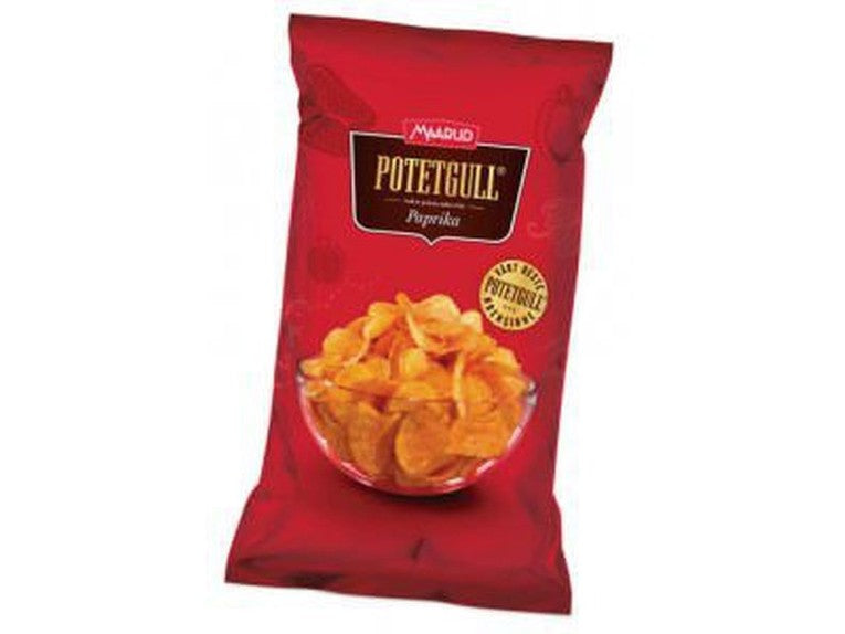 Maarud potatochips paprika potato chips 250 gram (Potetgull paprika) Norwegian Foodstore