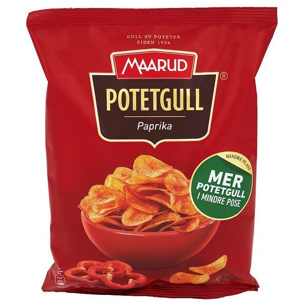 Maarud potatochips paprika potato chips 250 gram (Potetgull paprika) Norwegian Foodstore