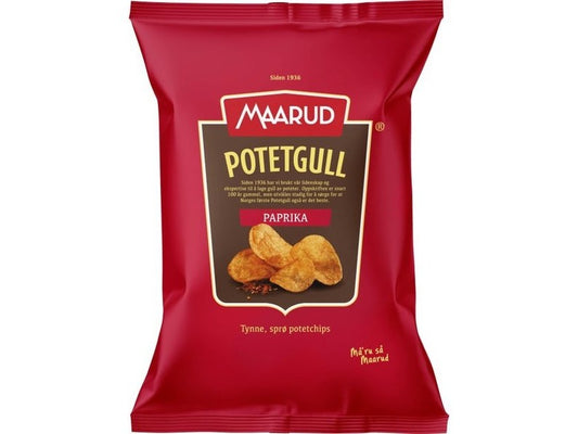 Maarud potatochips paprika potato chips 250 gram (Potetgull paprika) Norwegian Foodstore