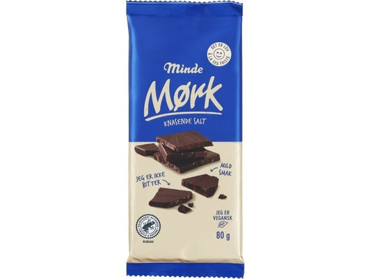 Minde Mørk Knasende Salt 80 grams (Dark chocolate with seasalt) Norwegian Foodstore